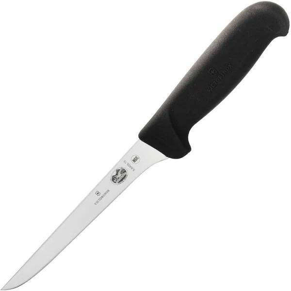 Victorinox Boning Knife, 15cm Straight, Narrow Blade, Fibrox | Black