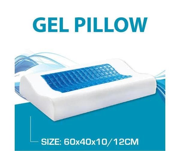 Luxor Curved Shape Memory Foam Pillow With Cooling Gel Top With Cover