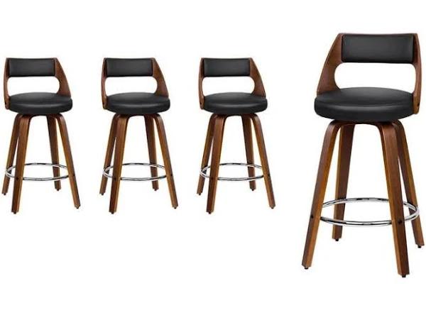 ALFORDSON Set of 4 Eden Elegant Modern Style Bar Stools (Black)