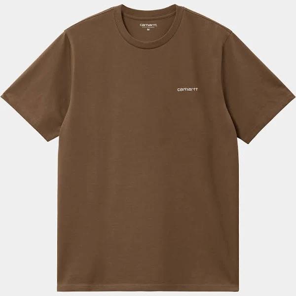 Carhartt WIP Mens Script Embroidery Short Sleeve T-Shirt - Lumber