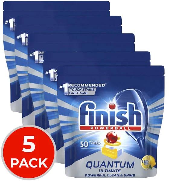 5 x Finish Quantum Ultimate Dishwasher Tablets Lemon Sparkle Pk50