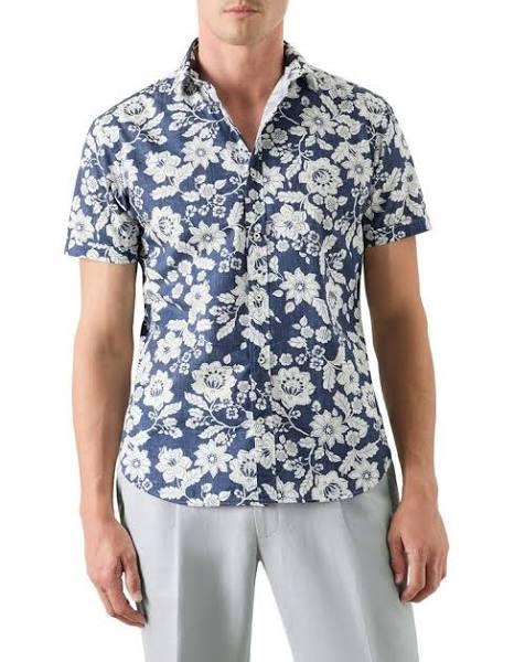 MJ Bale Malia Short Sleeve Shirt in Sky White Blue 3XL