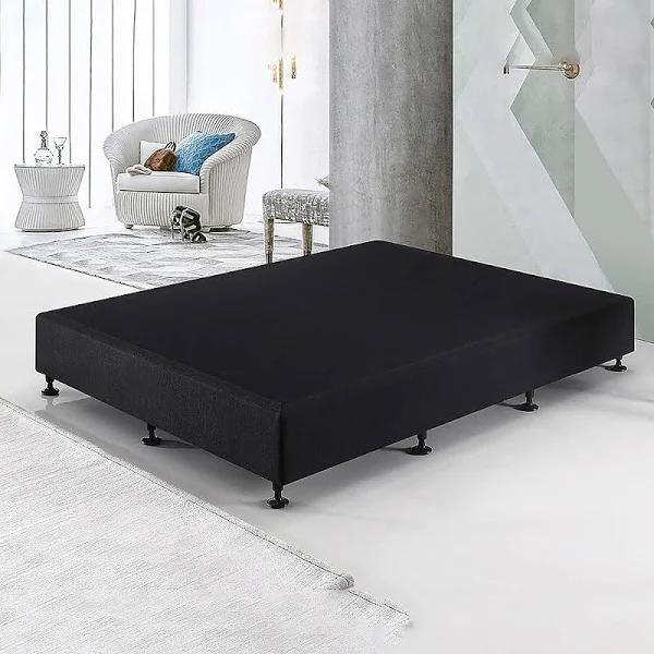 Palermo Queen Ensemble Bed Base Linen Fabric Midnight Black