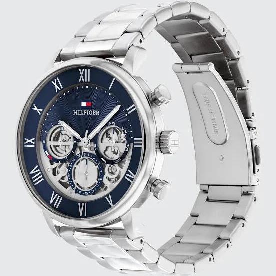 Tommy Hilfiger Silver Steel Navy Dial Multi-function Men's Watch - 1710569