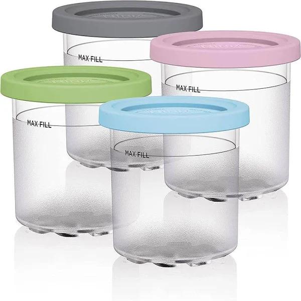 4x Cream Pints Cup Storage Jars For Ninja Creami With Lids Ice Cream Containers