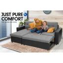 Sarantino 3-Seater Corner Sofa Bed Storage Lounge Chaise Couch Grey