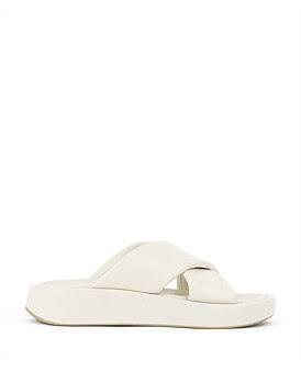 David Jones Edward Meller Kamir Crossover Slide On Chunky Unit in Cream, Size 42 EU