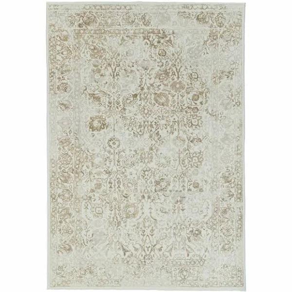 Loopsie Jaya Cream and Beige Floral Washable Rug