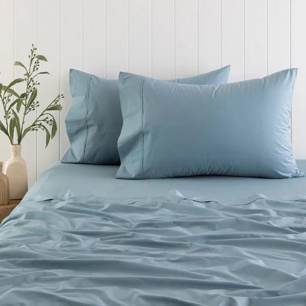 Habitat 300Tc Cotton Fitted Sheet Dusty Blue Long Single Fitted Sheet