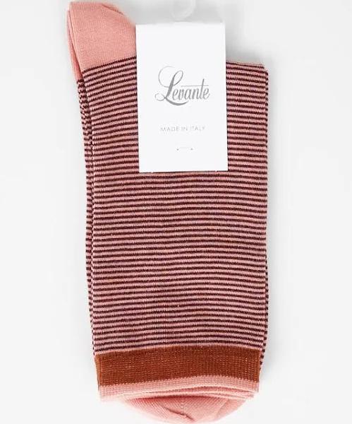 Levante Lina Fine Stripe Crew Sock Beetroot