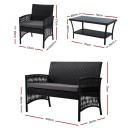 Gardeon Outdoor Wicker Cushion Furniture Set - Black