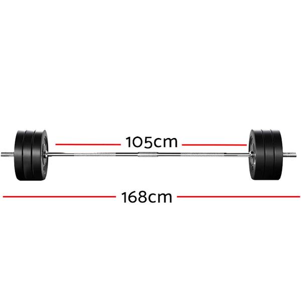 68KG Barbell Weight Set Plates Bar Bench Press Fitness Exercise Home Gym 168cm