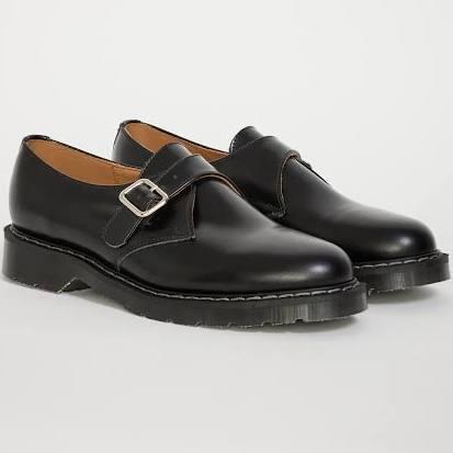 Solovair Single Buckle Monk Shoe - Hi-Shine Black UK 6