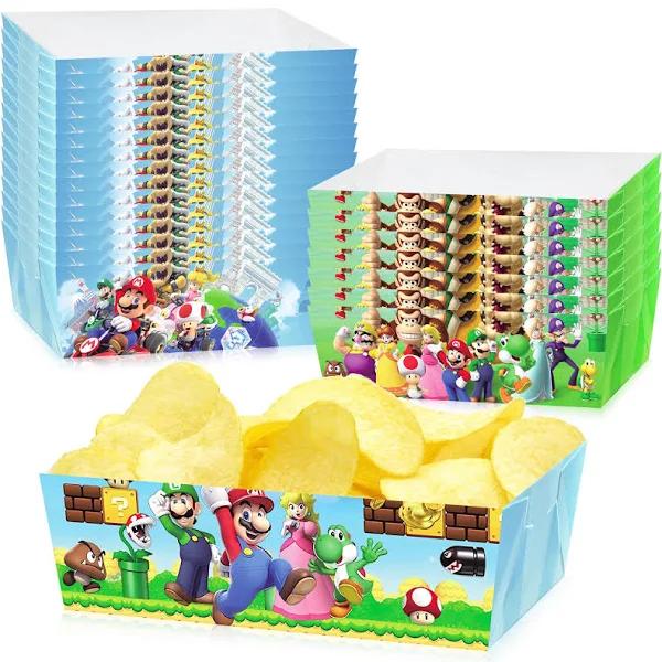 Mario Party Supplies, Mario Birthday Party Decorations, Mario Party Plates Mario Party Favors Party Paper Trays, Nacho Paperboard Hot Dog Popcorn