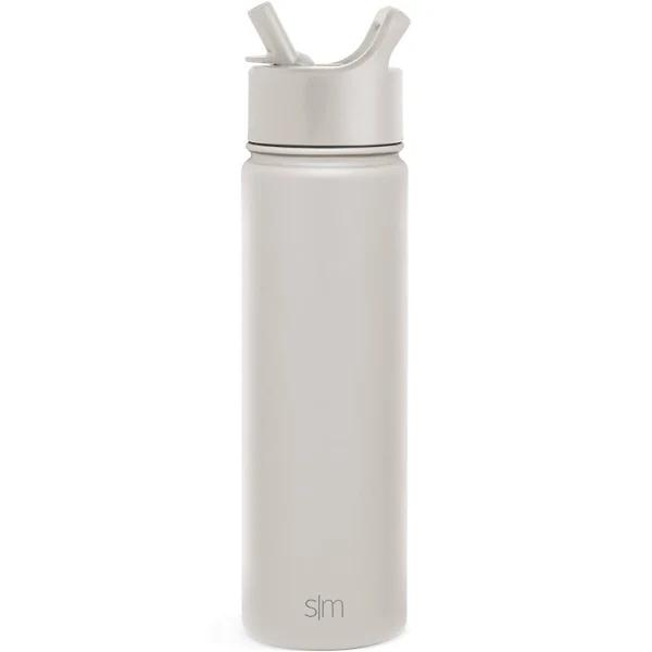 Simple Modern Water Bottle with Straw | Insulated Stainless Steel Thermos for Sports Gym | Summit Collection | 650ml | almond Birch