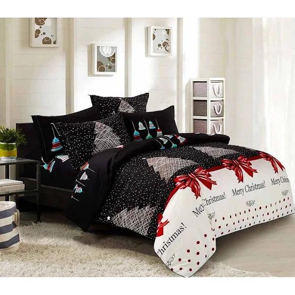 Merry King Size Christmas Quilt/Doona/Duvet Cover Set