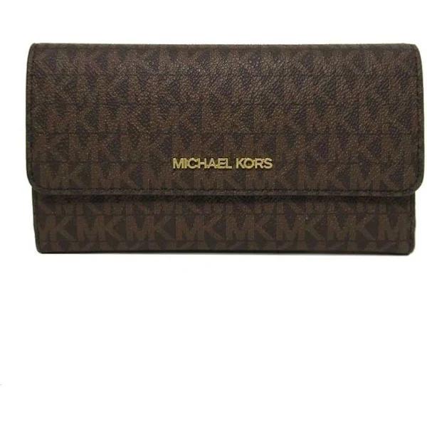 Michael Kors Jet Set Travel Leather Large Trifold Wallet Clutch