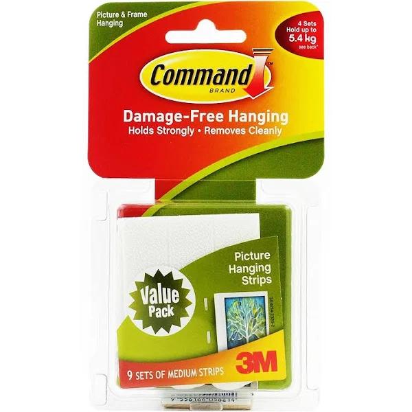 Command Medium White Adhesive Picture Hanging Strips - 9 Pack