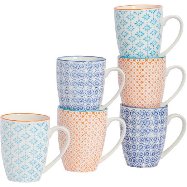 Nicola Spring Patterned Coffee Tea Mugs - 360ml - 3 Designs - Set of 6