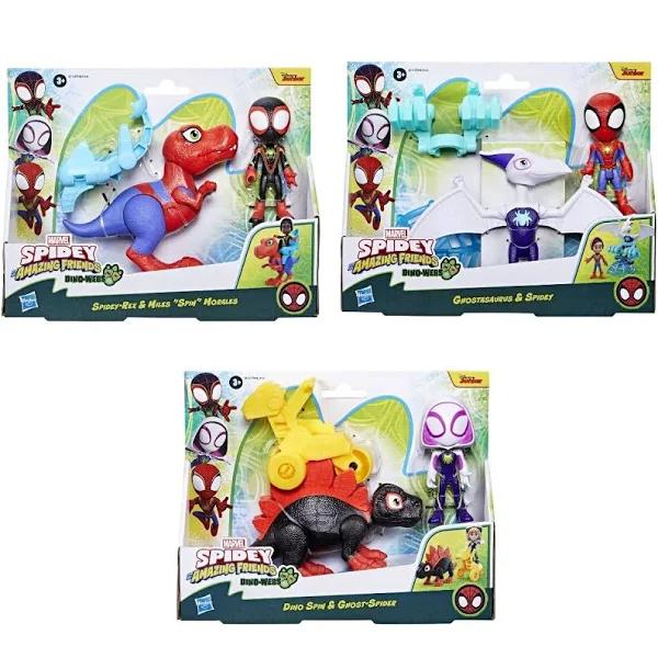 2 Pack Disney Junior Marvel Spidey and His Amazing Friends Dino Webs Action Figure Set - Assorted