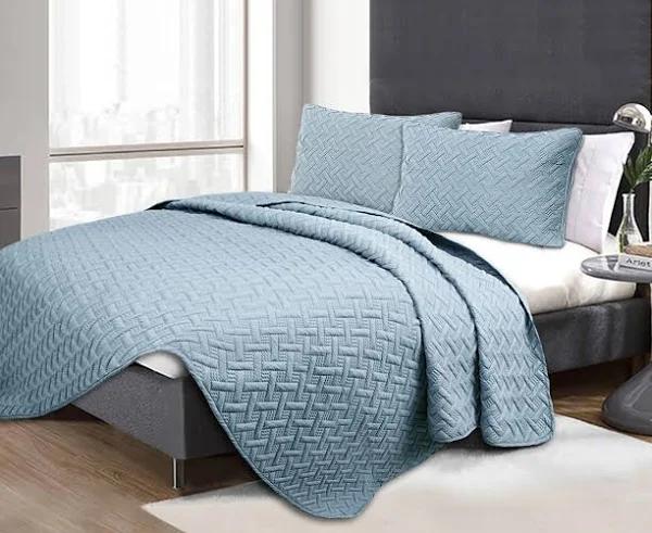 Ramesses Chic Embossed 3 Piece Comforter Set (Queen, Blue)