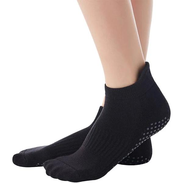 Yoga Socks for Women Non-slip w/ Grips, Ideal for Pilates, Pure Barre, Maternity, Barefoot Workout, Dance -Black - Black - AfterPay & zipPay Available