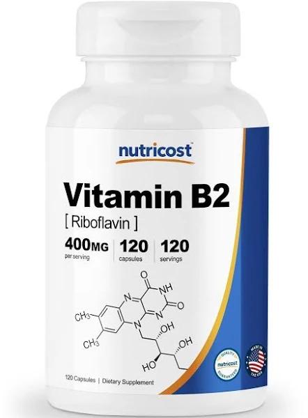 Nutricost Vitamin B2 (Riboflavin) 400mg - 120 Capsules