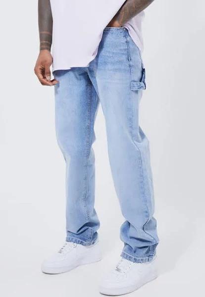 Mens Light Blue Relaxed Fit Carpenter Jeans