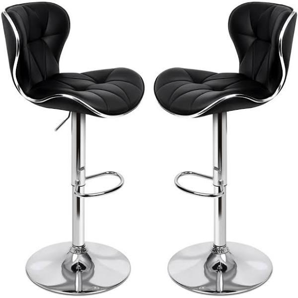 ALFORDSON Set of 2 Luna Triangle Motif Bar Stools (Black)