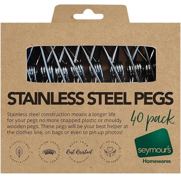 Seymour's Stainless Steel Pegs 40 Pack