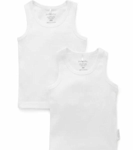 Purebaby 2 Pack Rib Singlet White / 2