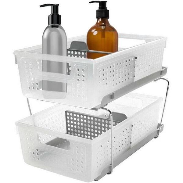 Two Level Bathrooms Storage Basket Cosmetics With Dividers 2 Tier - AfterPay & zipPay Available