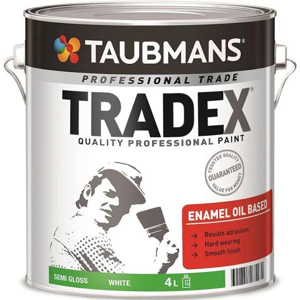 Taubmans 4L Tradex Semi Gloss White Enamel Oil Based Paint