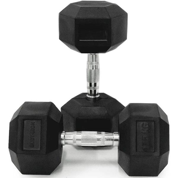 17.5kg Body Iron Hex Dumbbell Pair