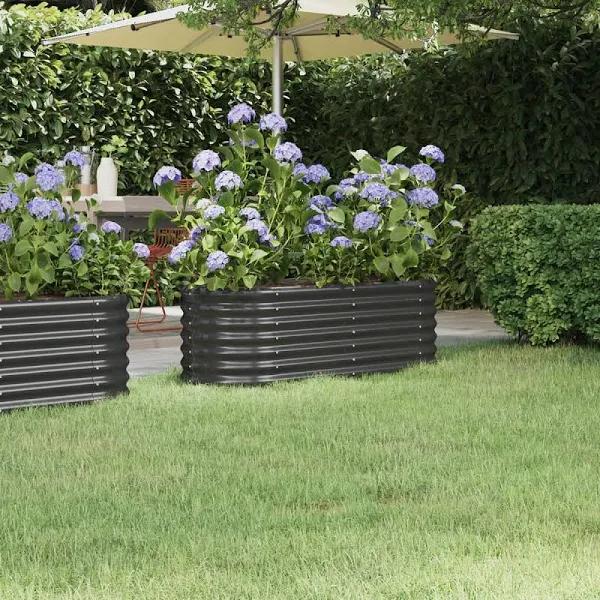 vidaXL Garden Planter Powder-coated Steel 114x40x36 cm Anthracite