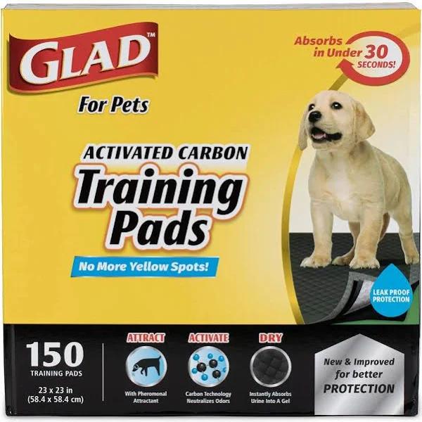 Glad for Pets Black Charcoal Puppy Pads | Puppy Potty Training Pads That Absorb & Neutralize Urine Instantly | New & Improved Quality, 150 Count