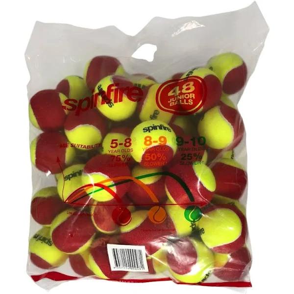 Spinfire Red Junior Tennis Balls - 48 Pack (Aged 5-8 Years Old)