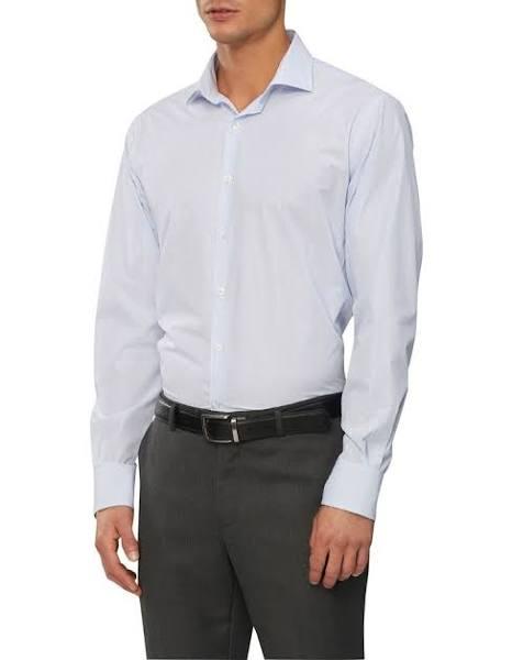 Textured Wash-N-Wear Shirt Tailored Fit Blue