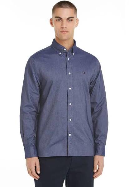 Mens Tommy Hilfiger Blue Regular Fit Solid Heritage Oxford Shirt