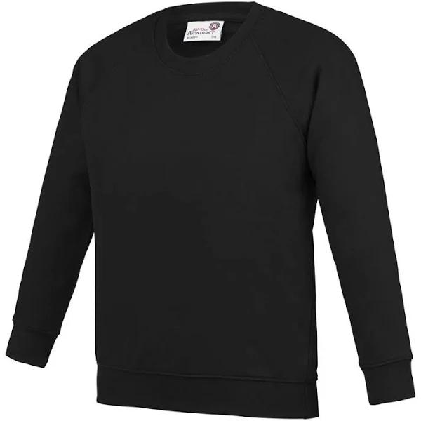 Awdis Academy Childrens/Kids Crew Neck Raglan School Sweatshirt Black 9-10 Years