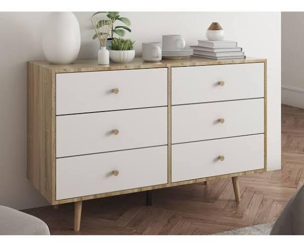 Scandinavian-Style Adriana 6 Drawer Dresser Lowboy