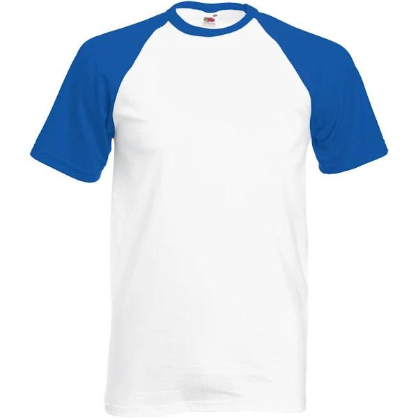 Fruit of The Loom 61026 Short Sleeve Baseball T-Shirt White/Royal Blue