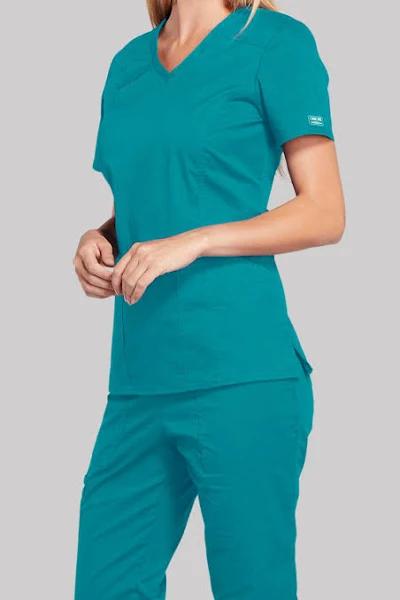 WW Core Stretch V-Neck Scrub Top, Teal Blue Colour: Teal, Siz