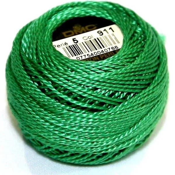 DMC Perle 5 Cotton #911 Medium Emerald Green 10g Ball 45m