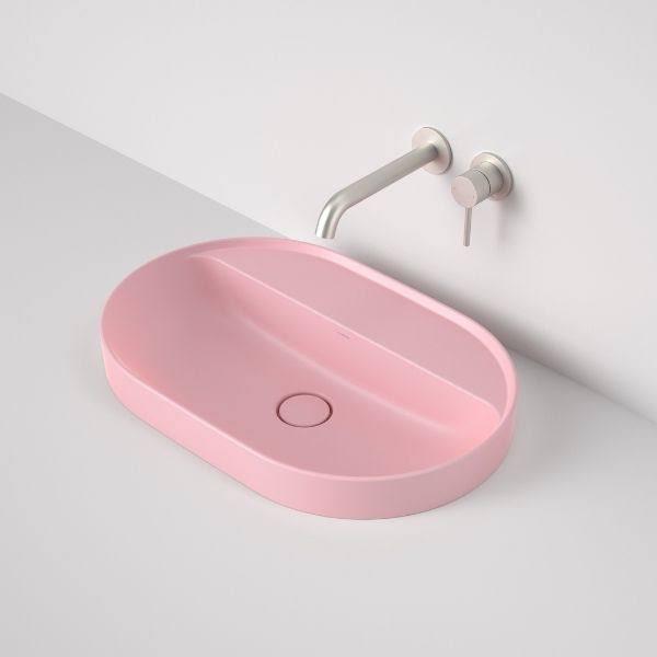 Caroma Liano II 600mm Pill Inset Basin with Tap Landing (0 Tap Hole) – Matte Pink