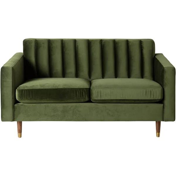 Stitch 2 Seater Velvet Sofa Olive Green C-031 | Olive Green | Upholstery | Early Settler Furniture