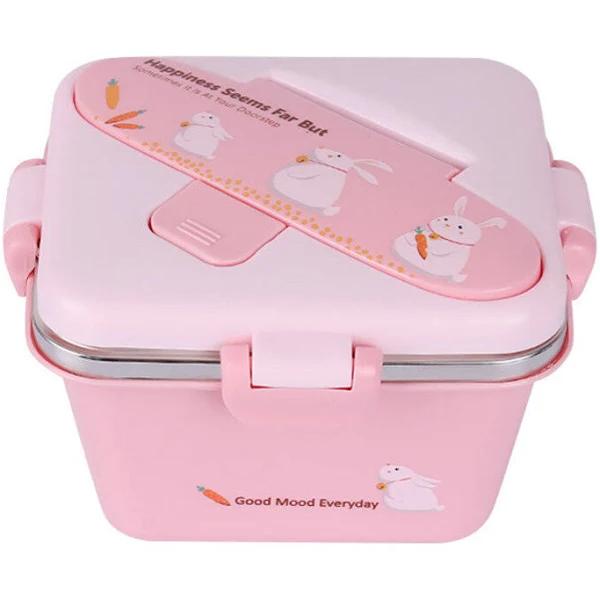 Cute Cartoon Lunch Box Travel Hiking Camping School Kids Portable Bento Box Stainless Steel Seal Leakproof Keep Fresh Bento Box