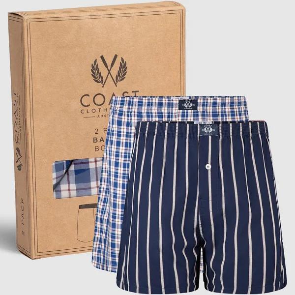 David Jones Coast 2 Pack Bamboo Boxers in Navy, Size Medium