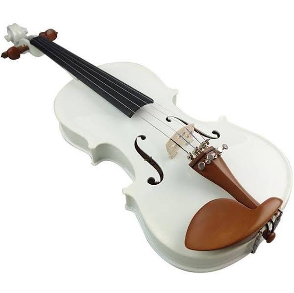 Half Size Acoustic Violin 1/2 With Case Bow Bridge Rosin Microtuners MV105-1/2 White