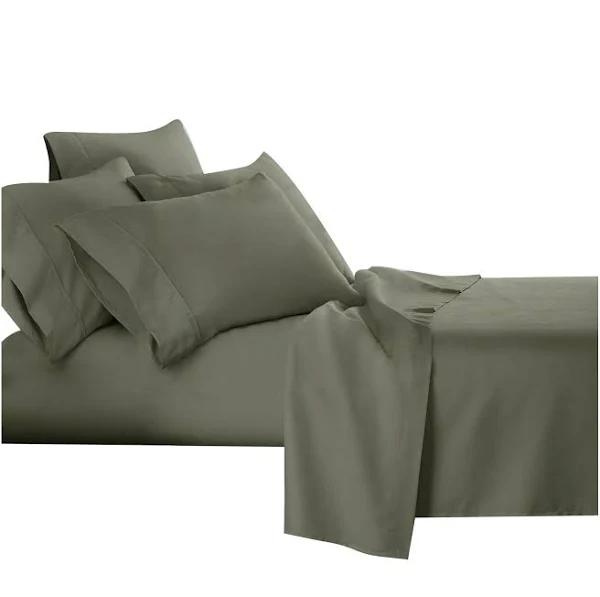 OliandOla 2000TC Brown Grey Bamboo Cooling Sheet Set Ultra Soft Breathable Flat Sheet Fitted -Not-Available